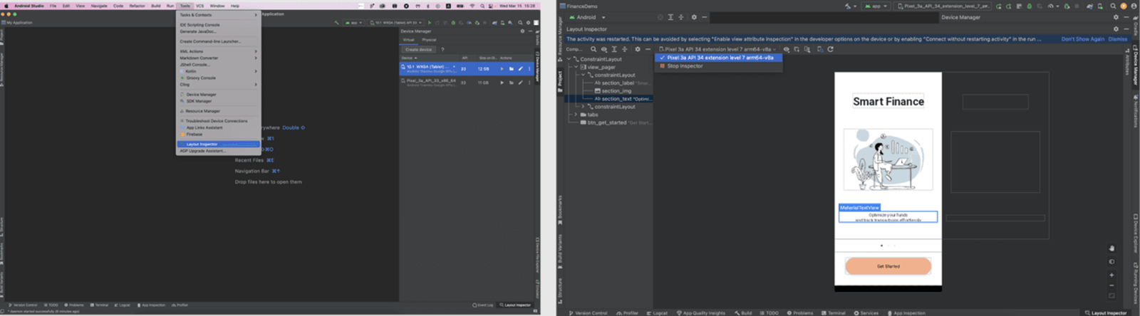   Process of starting Layout Inspector